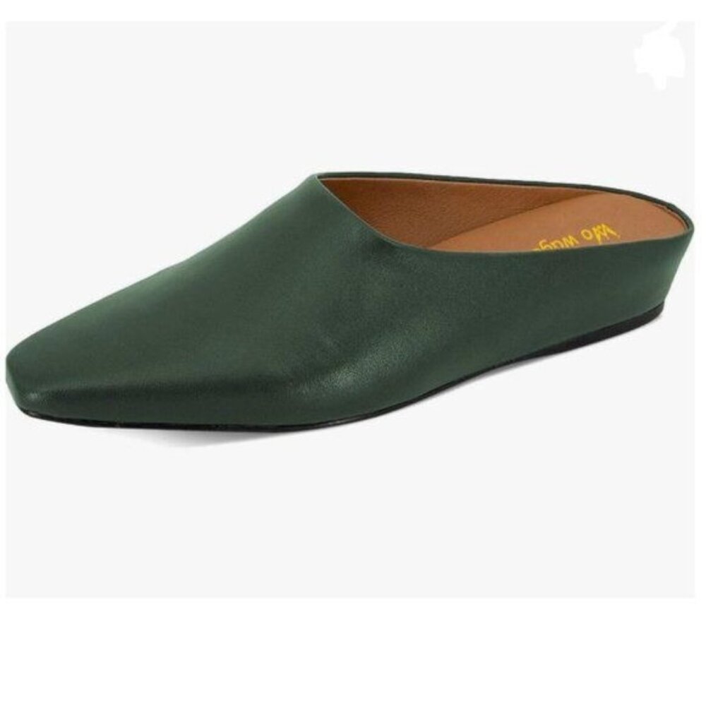 Classic Leather Slip-On Mule in Dark Green
